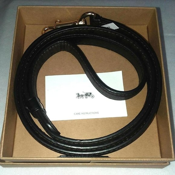 Coach F26176 NEW Small Pet Leash Signature PVC & Leather Mahogany Gold NIB $90